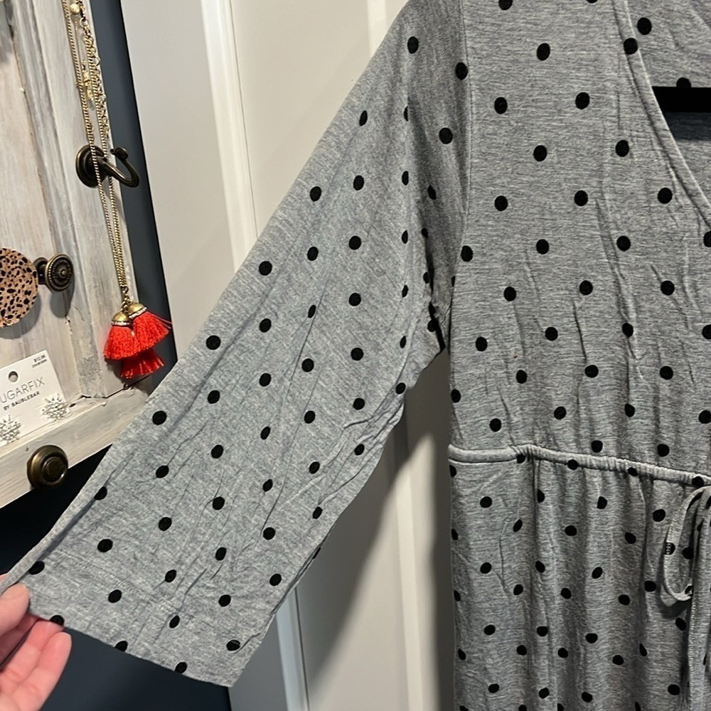 Soma Gray Black Polkadot House Dress Nightgown EUC - Picture 4 of 8